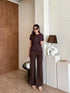 Women Elegant Tweed Tops With Pants Sets
